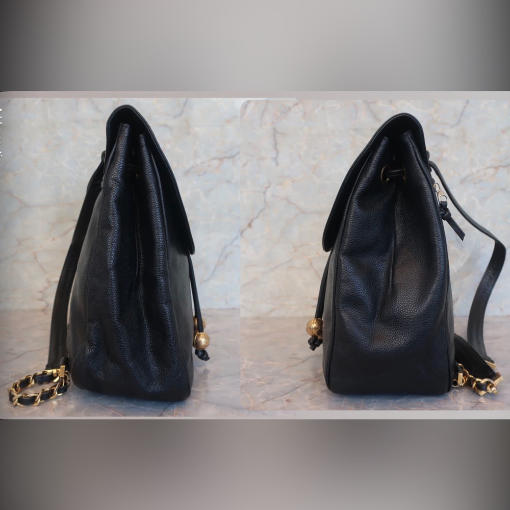 Authentic CHANEL black caviar leather backpack - Picture 2 of 16
